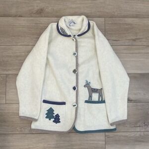 Teddi Women's Fleece Cardigan Size Small Petite Fall Holiday Cozy Sweatshirt VTG